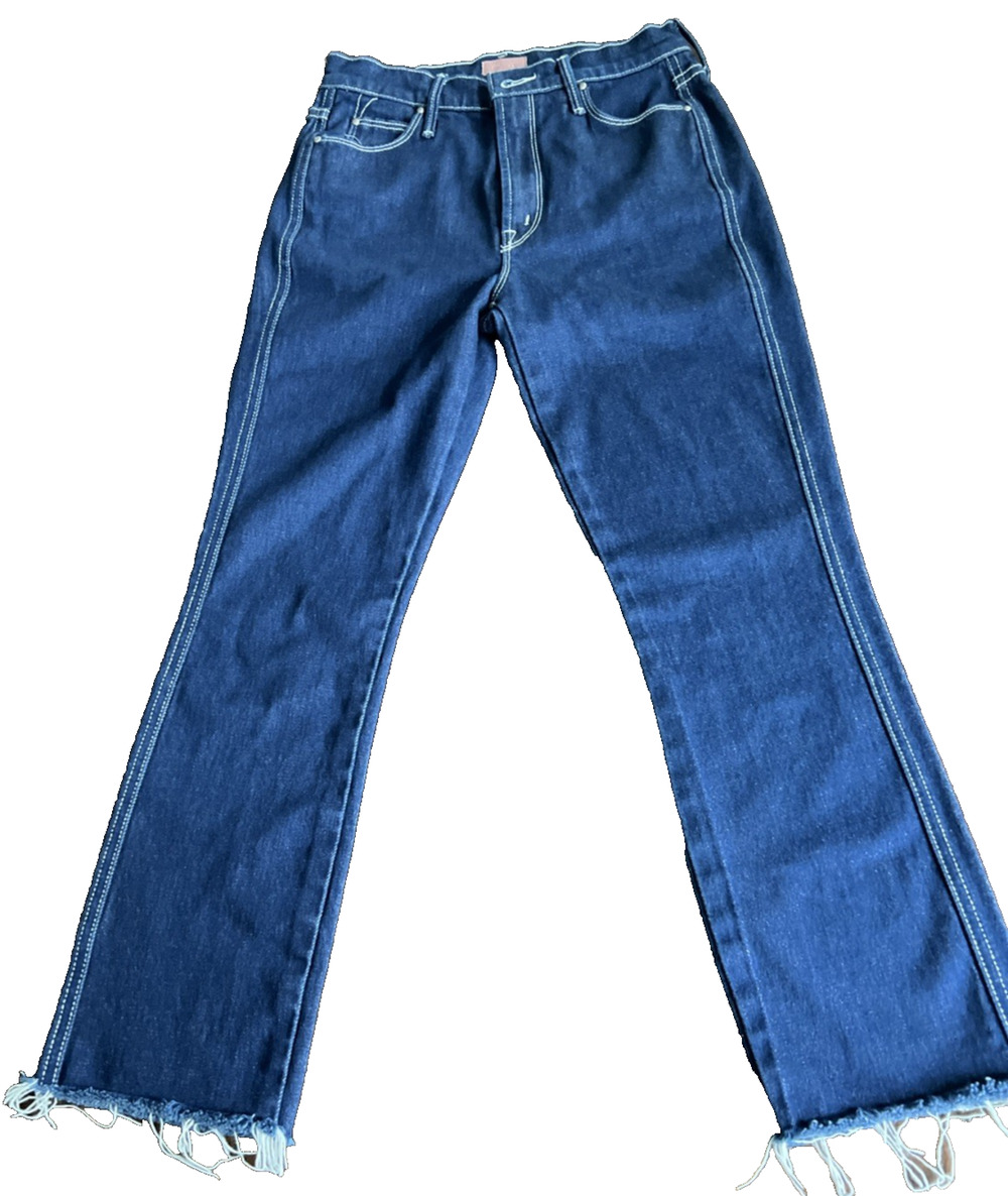MOTHER The Double Dazzler Jeans 26 Womens Ankle Crop Ooh La La Raw Hem Skinny